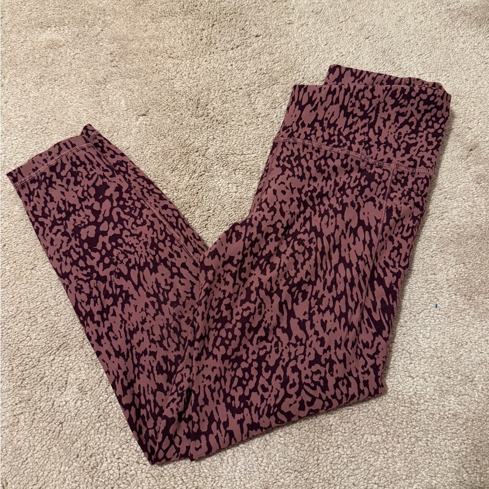 Athleta Mauve and Black Leopard Print Leggings